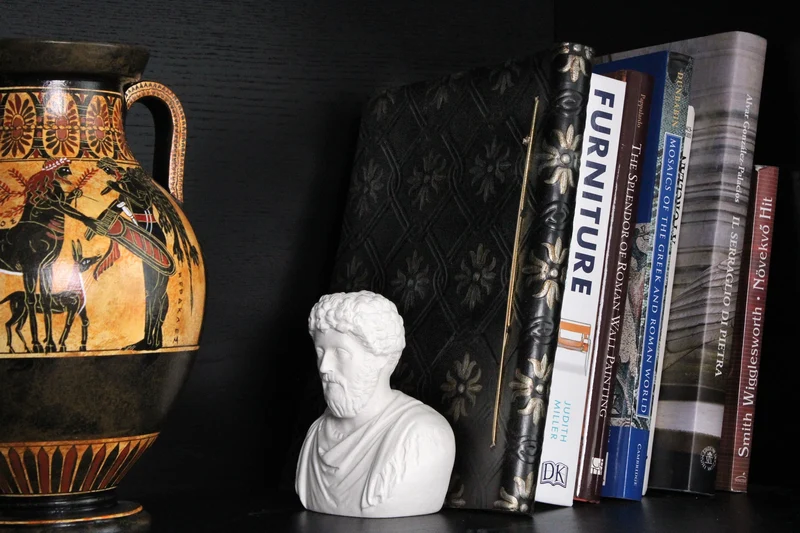 Sculpture de buste de serre-livres de Marc Aurèle - Petite statue de l'empereur romain