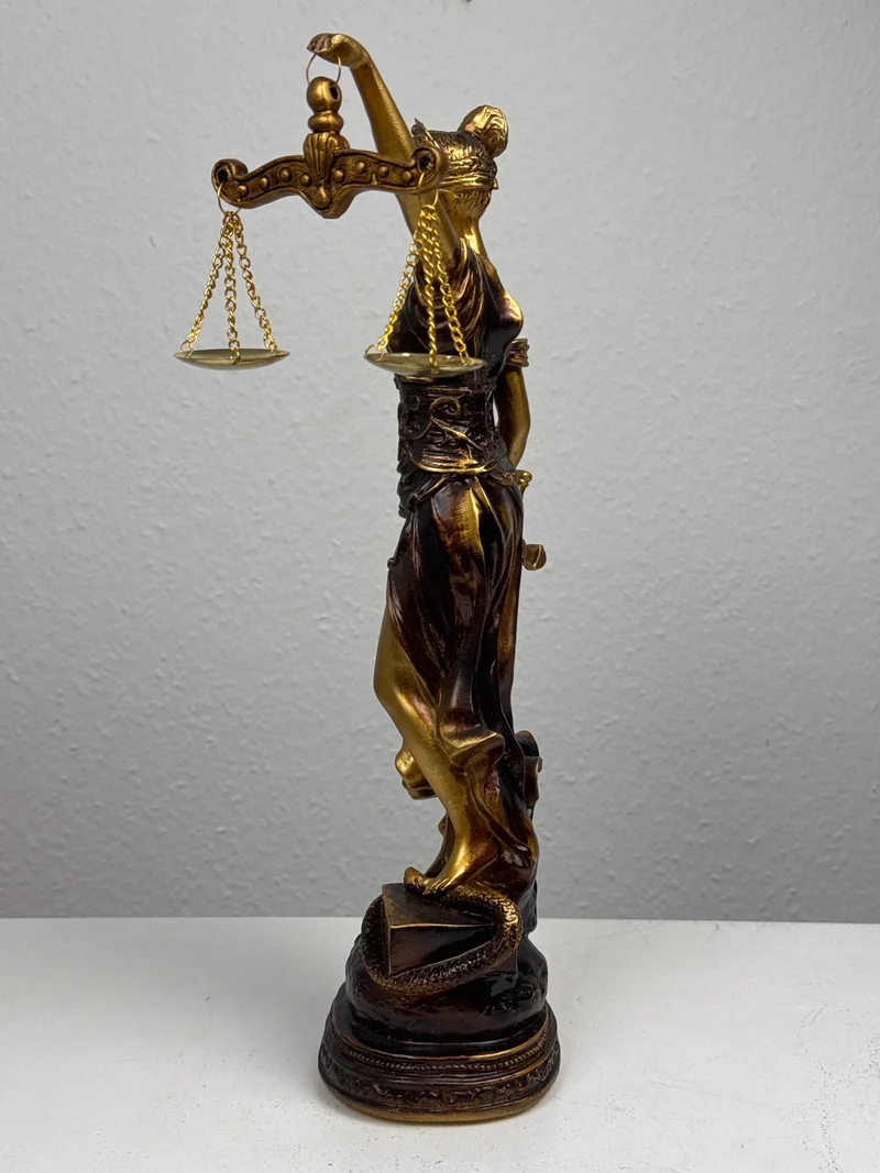 Sculpture de Dame Justice – Symbole de Loi et d’Équité (Laiton Patiné Noir)