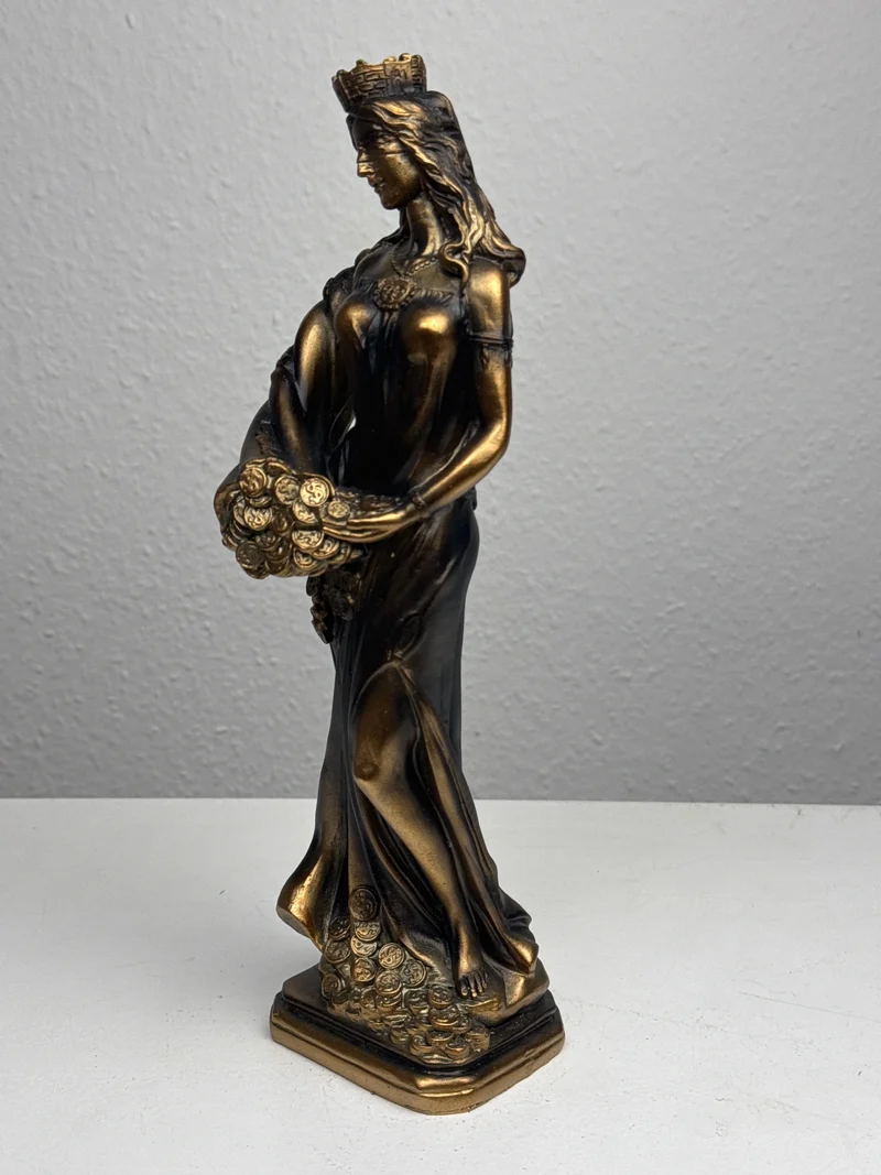 Sculpture de Fortuna – Déesse de la Chance et de la Richesse (Laiton Patiné Noir)