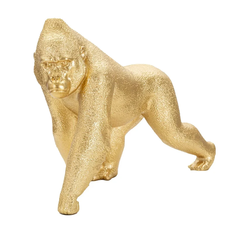 Sculpture de gorille doré (décoration moderne)