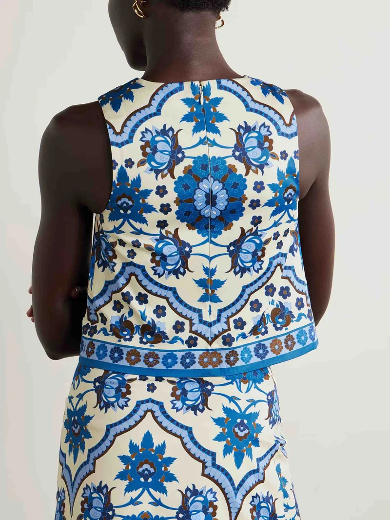 Unique Exquisite Floral Print Shorts Vest Two-piece Set