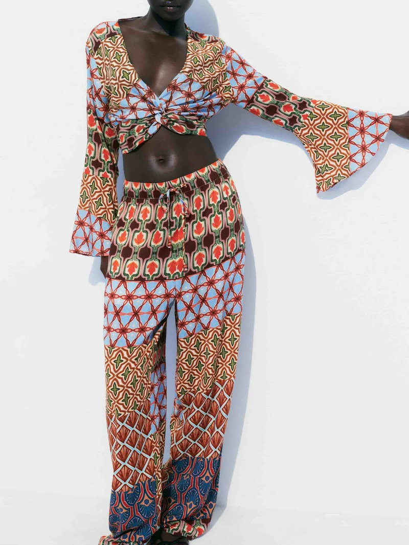 Retro Vitality Folk Style Printed Pants