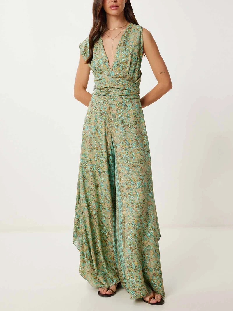 Retro Paisley Ethnic Print Jumpsuit
