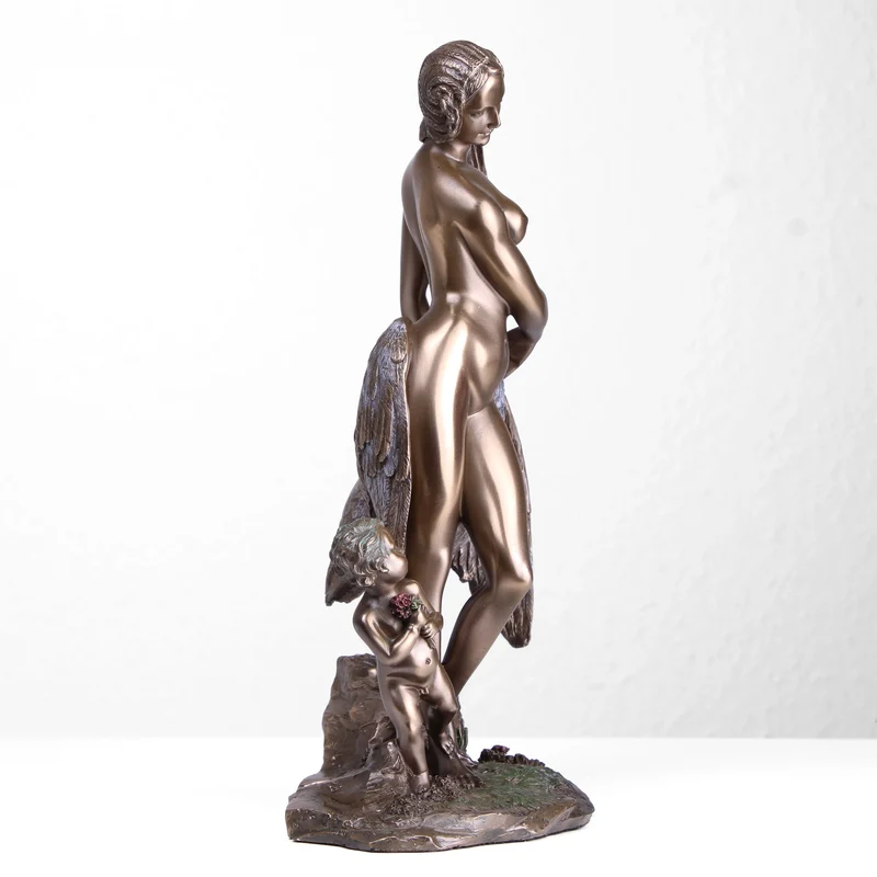 Sculpture de Léda et le Cygne (Statue en bronze coulé à froid)