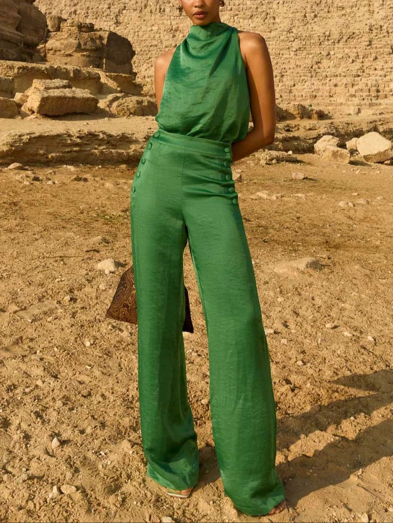 Fashionable Button-down Straight Pants