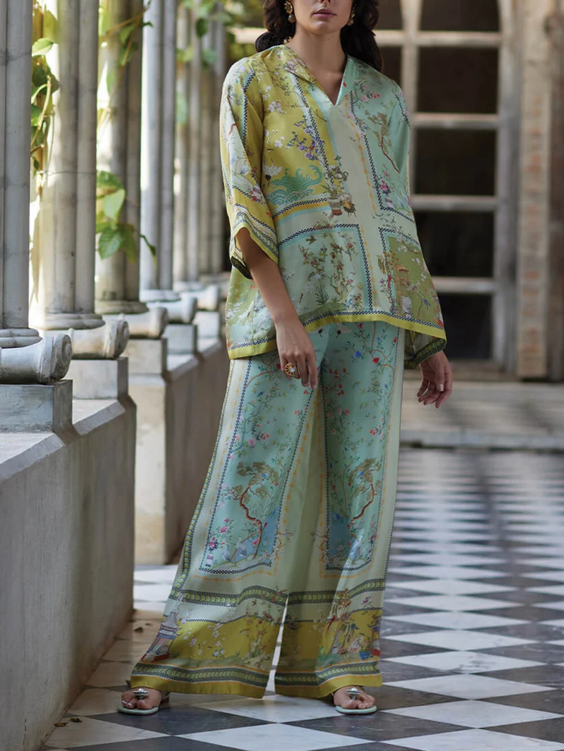 Casual Unique Digital Print Trumpet Sleeves Print Oversized Shirts