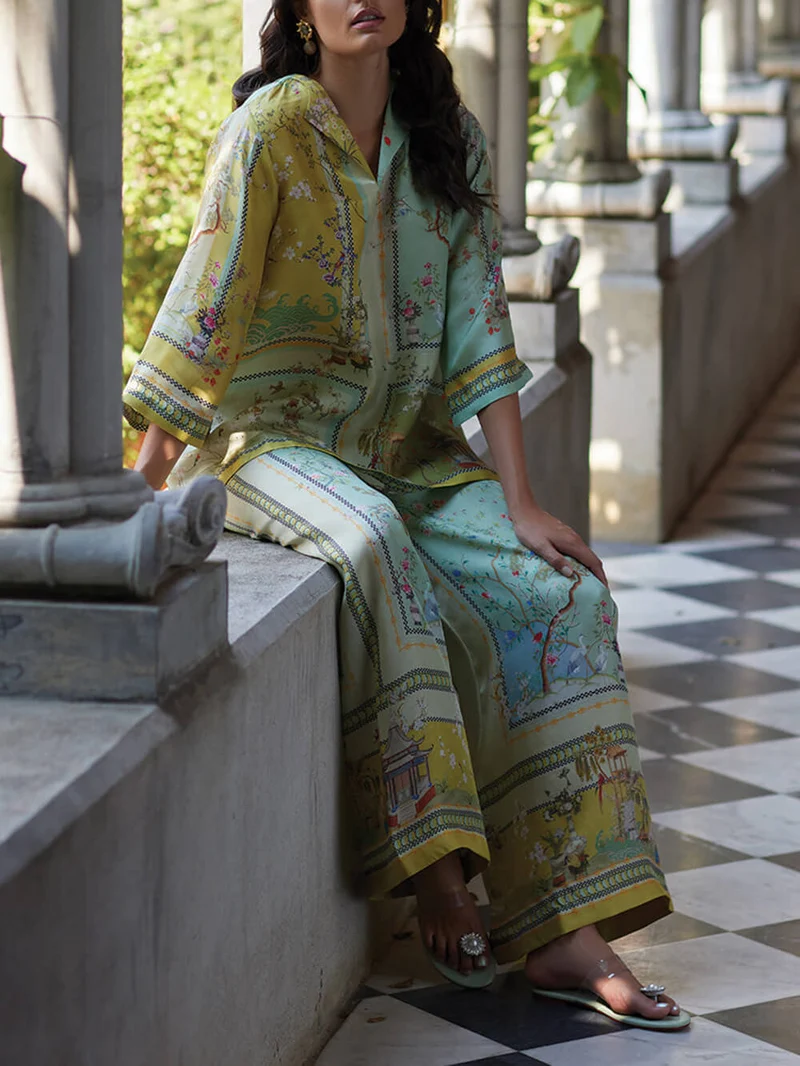 Casual Unique Digital Print Trumpet Sleeves Print Oversized Shirts