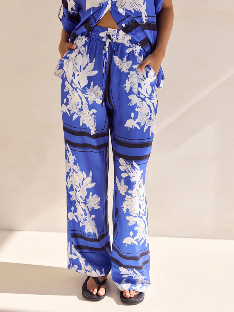 Casual Unique Satin Floral Print Loose Button Oversized Shirt