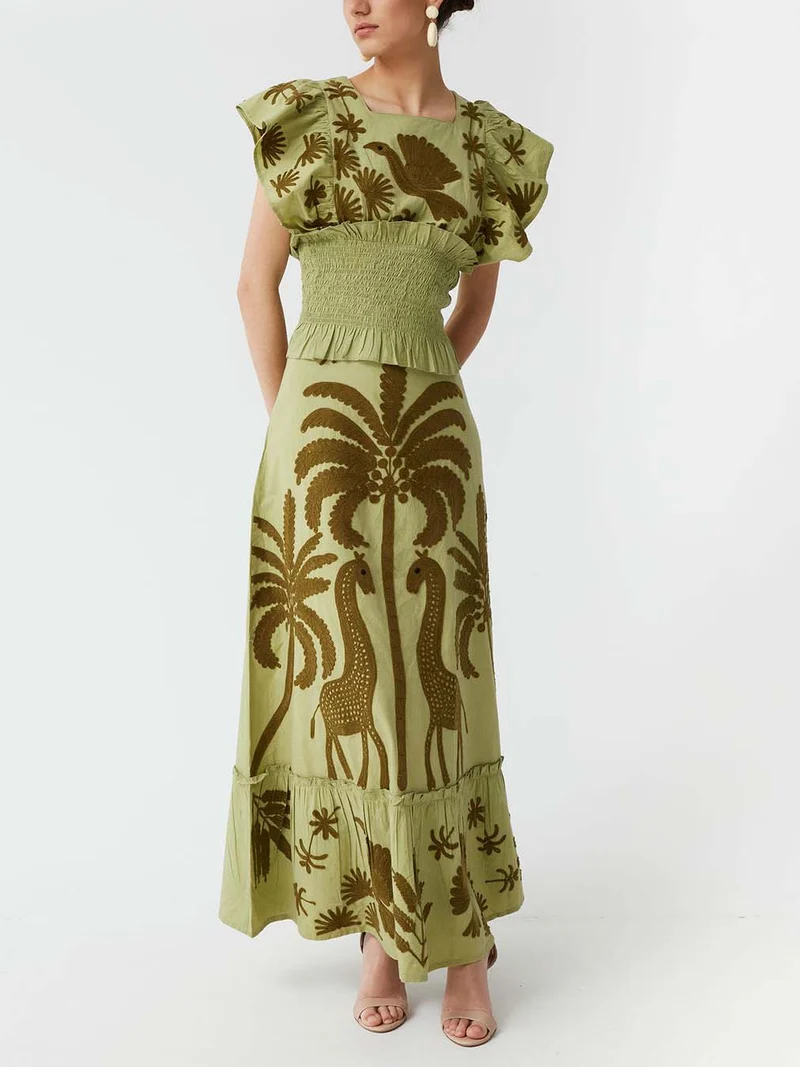 Elegant Palm Tree And Exotic Bird Print Tank Top
