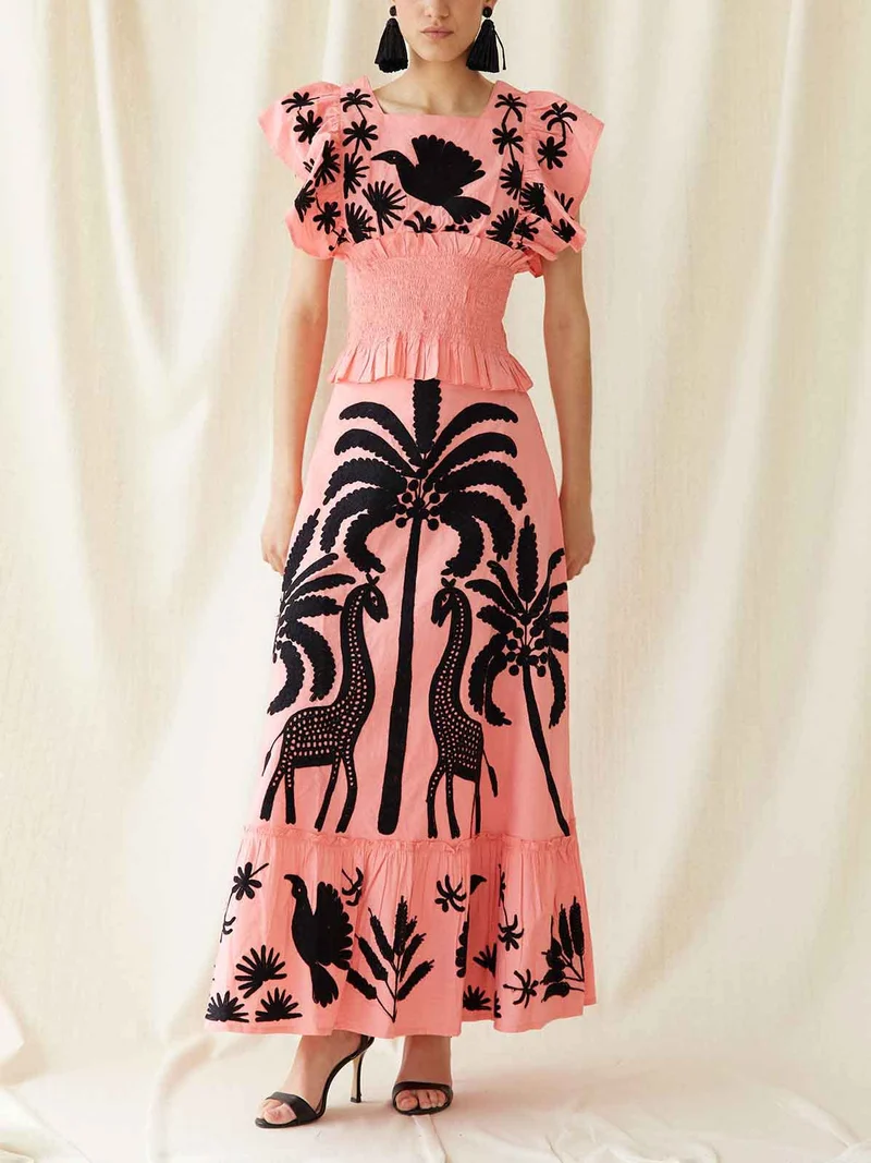 Elegant Palm Tree And Exotic Bird Print Tank Top