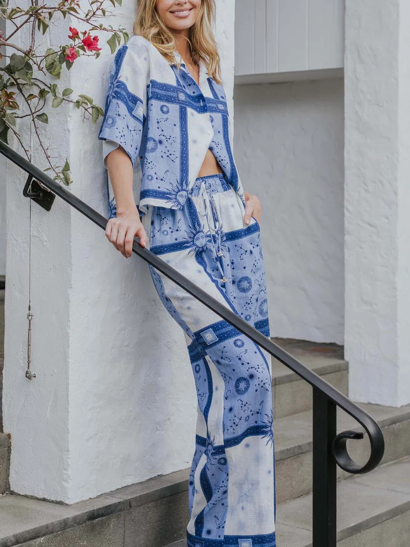Exclusive Dreamy Galaxy Sun Print Short Shirt