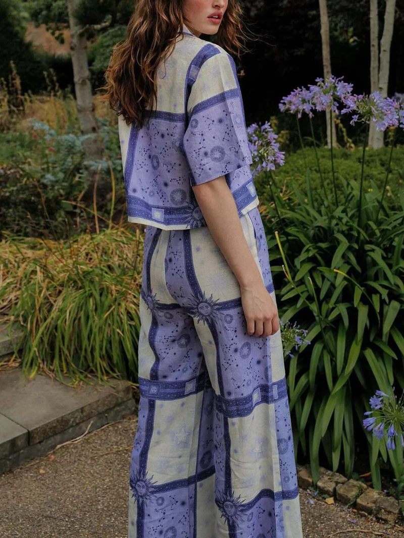 Exclusive Dreamy Galaxy Sun Print Short Shirt