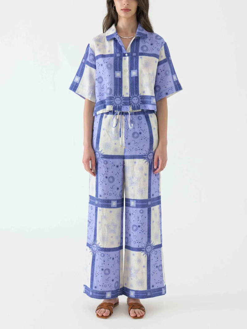 Exclusive Dreamy Galaxy Sun Print Short Shirt