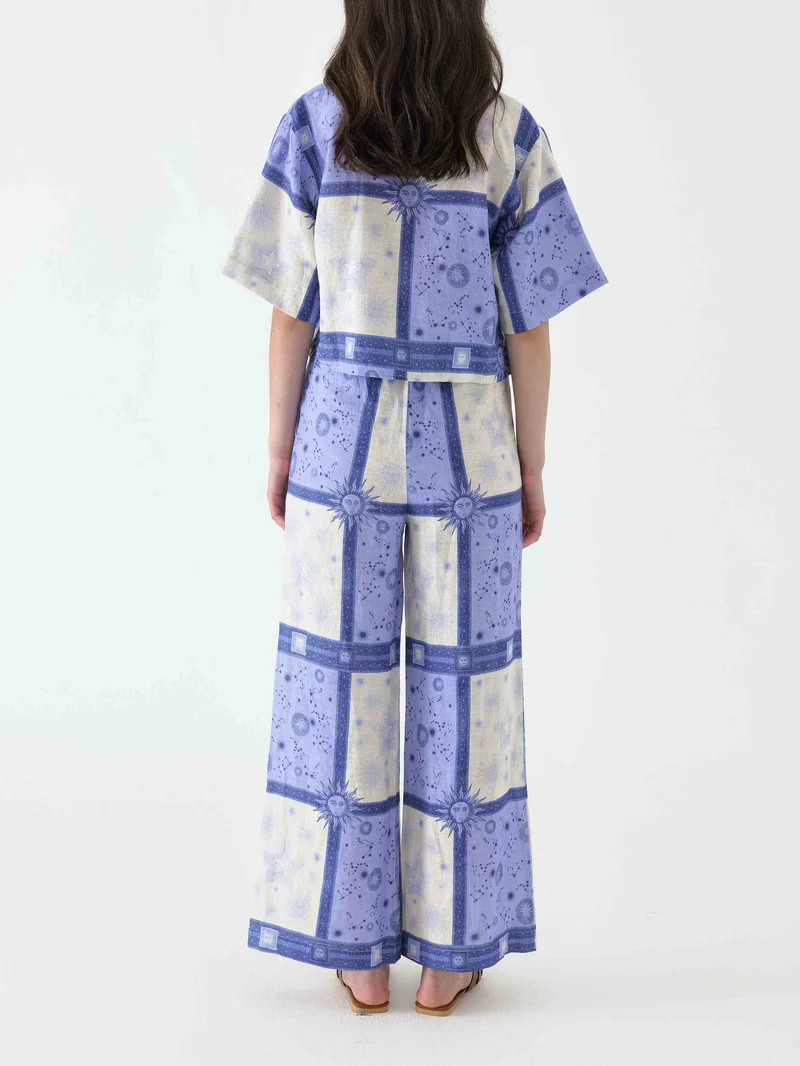 Exclusive Dreamy Galaxy Sun Print Wide-leg Pants