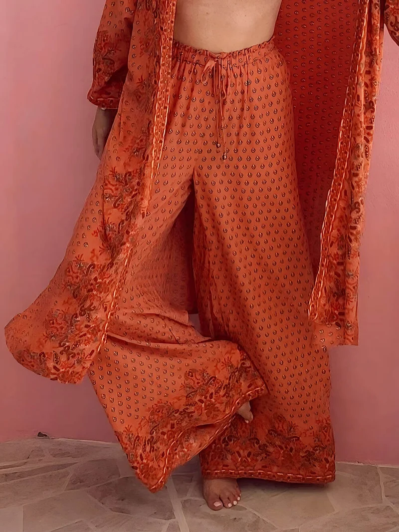 Unique Satin Floral Print Loose Oversized Cardigan Shirt
