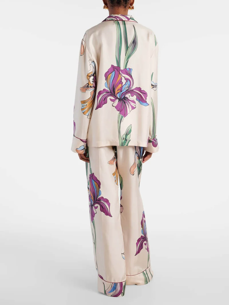 Casual Time Unique Floral Print Lapel Loose Button-Down Oversized Shirt