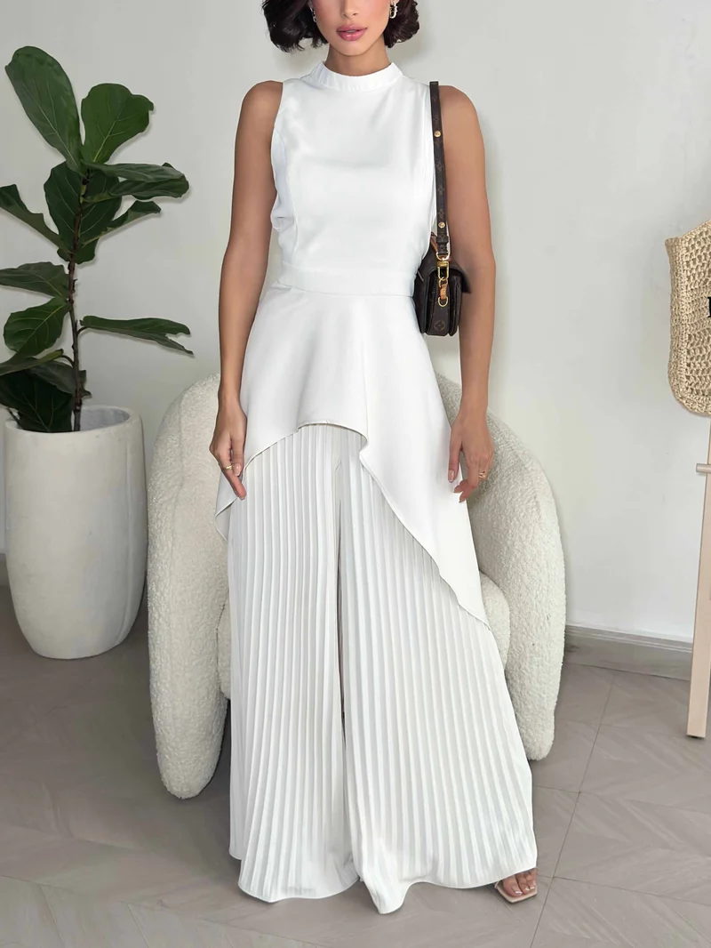 Elegant Pleated Wide-leg Pants