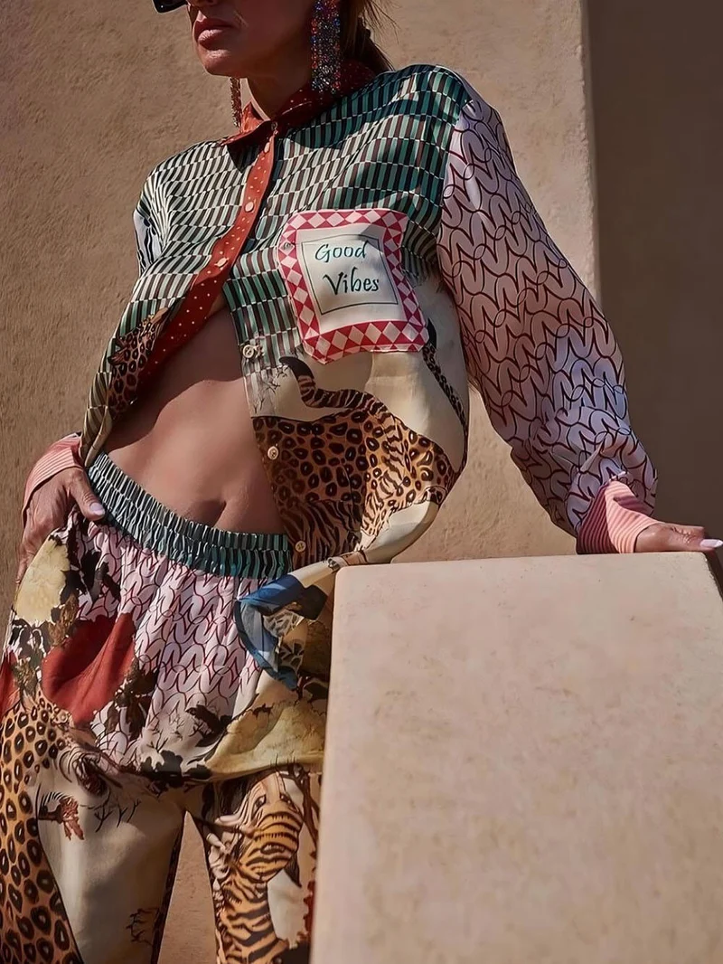 Unique Tropical Jungle Tiger Unique Print Long Sleeve Loose Shirt