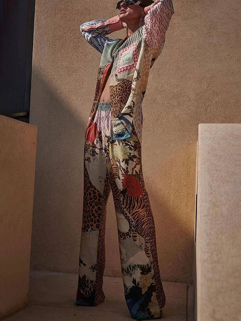 Unique Tropical Jungle Tiger Unique Print Long Sleeve Loose Shirt