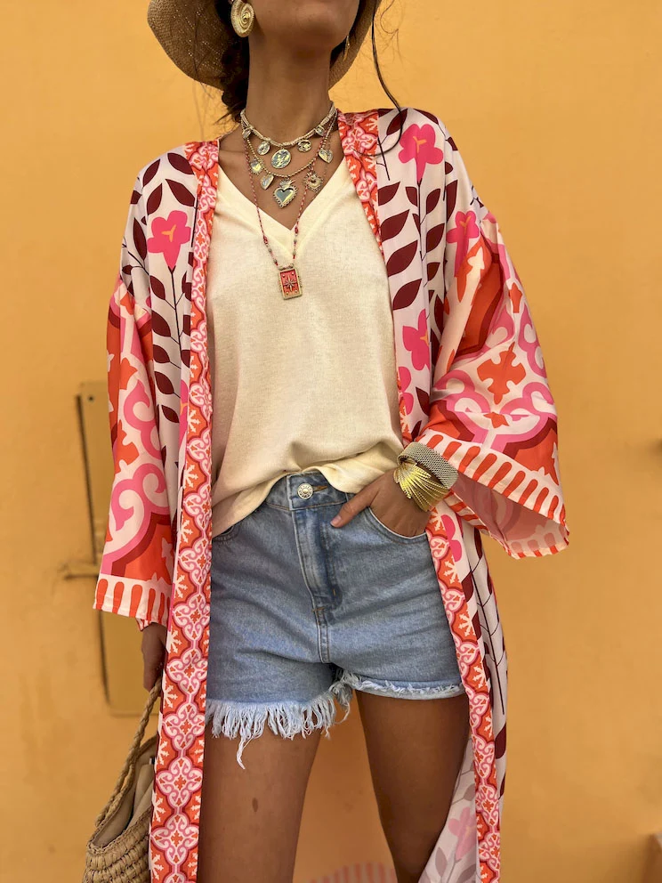 Stunning Floral Print Oversized Cardigan Top