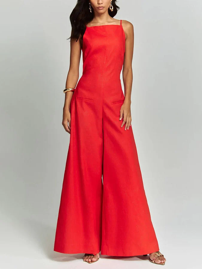Casual Classic Suspender Wide Leg Jumpsuit