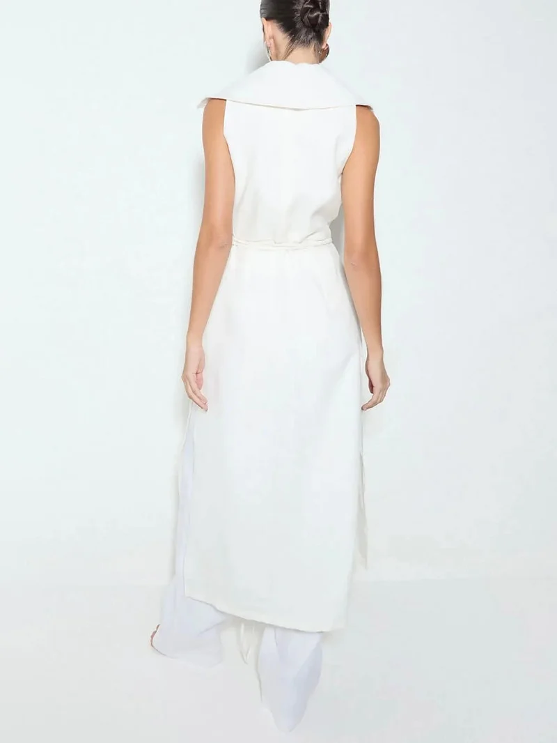 Exquisite Savina Linen Blend Pocketed Wide Leg Pants