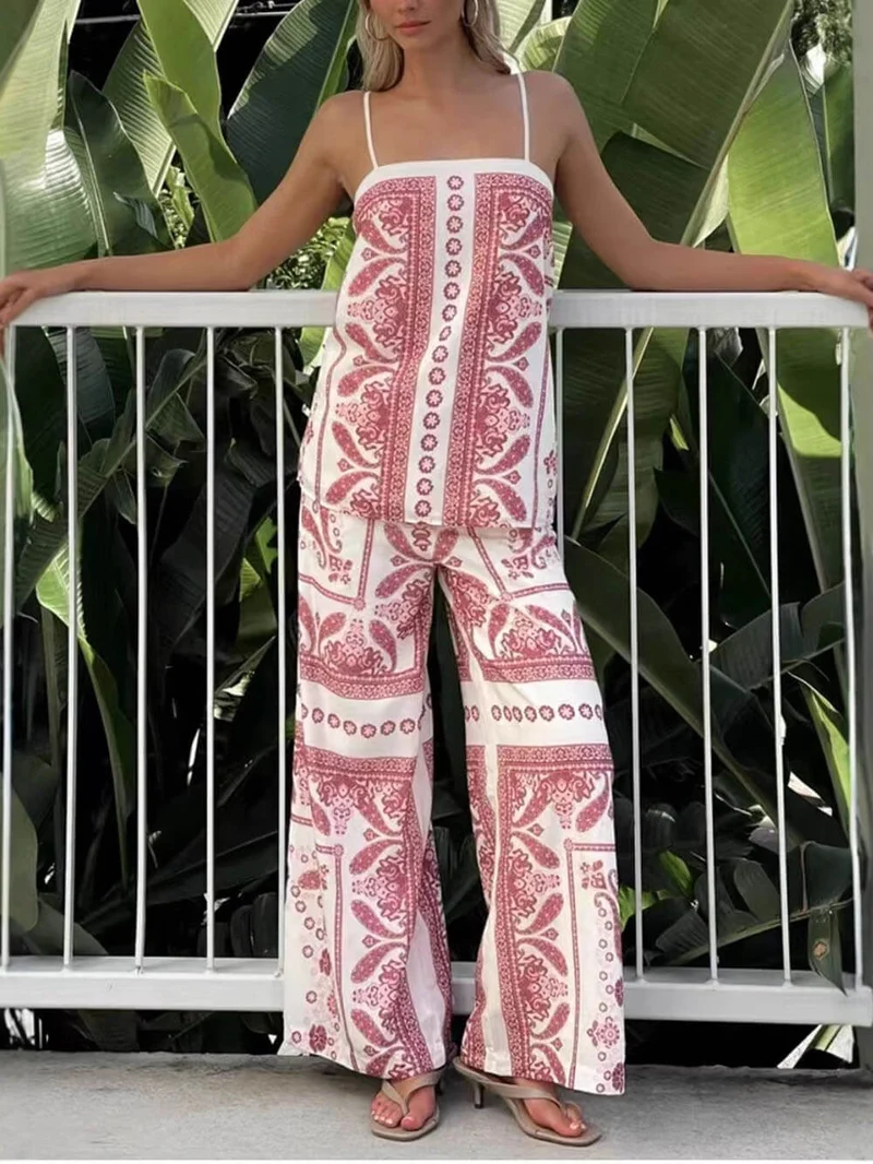 Modern Unique Floral Rint Suspenders Tops
