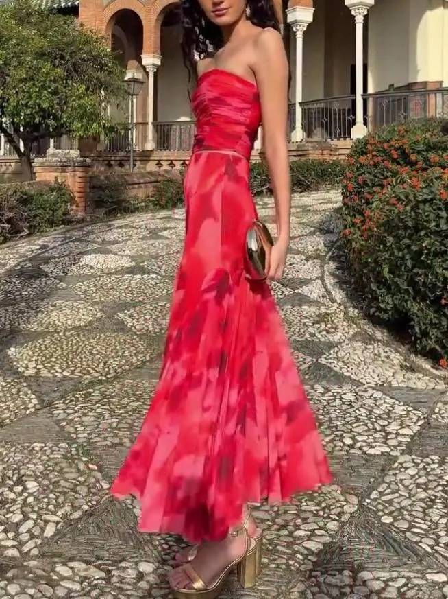 Unique Printed Tube Top And Skirt Two-Piece Set