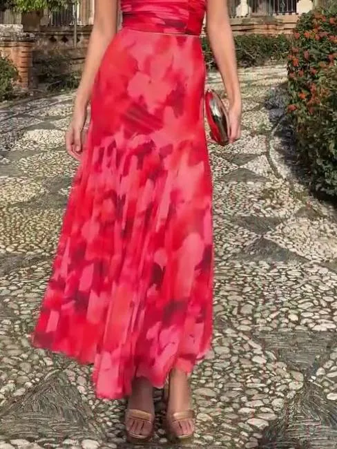 Unique Printed Tube Top And Skirt Two-Piece Set