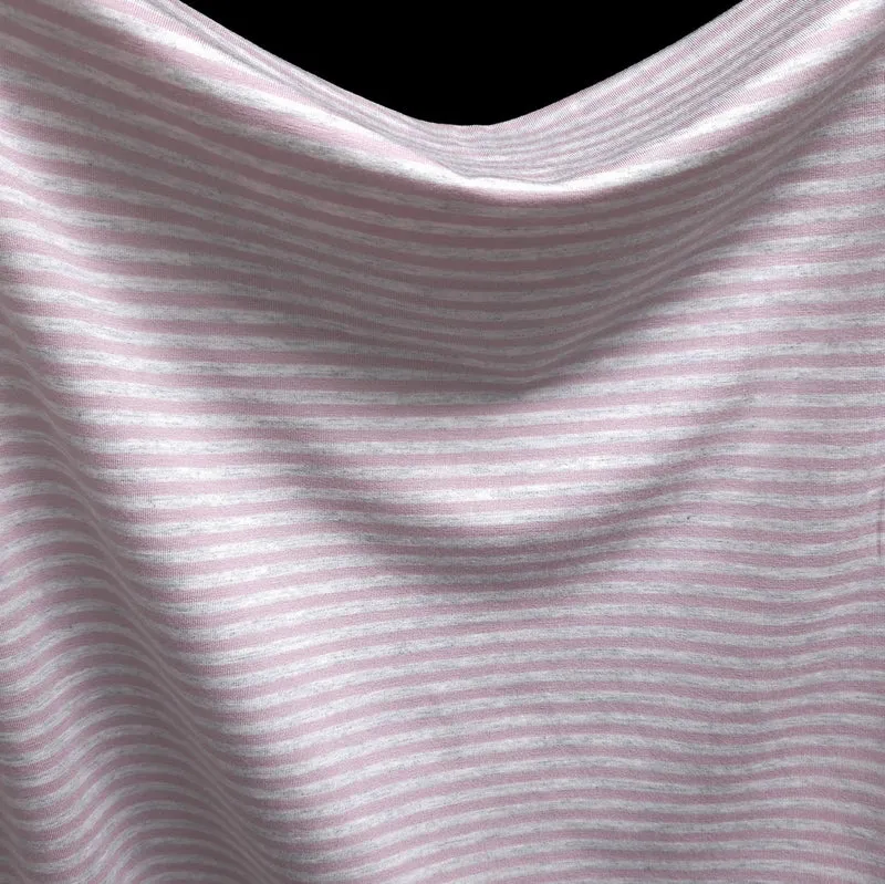 Jersey de rayonne | Rayures roses et gris chiné