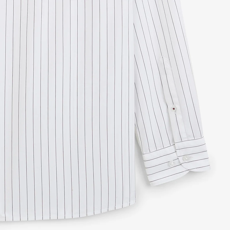 Chemise manches longues rayée coton blanc tennis