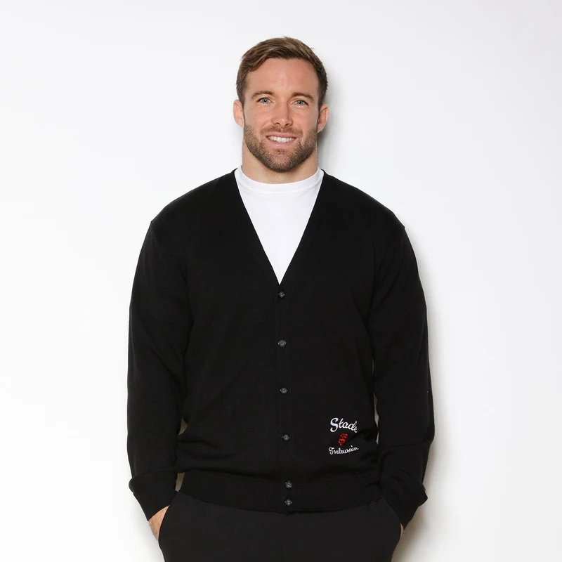 Gilet boutonné 100% coton noir Stade Toulousain