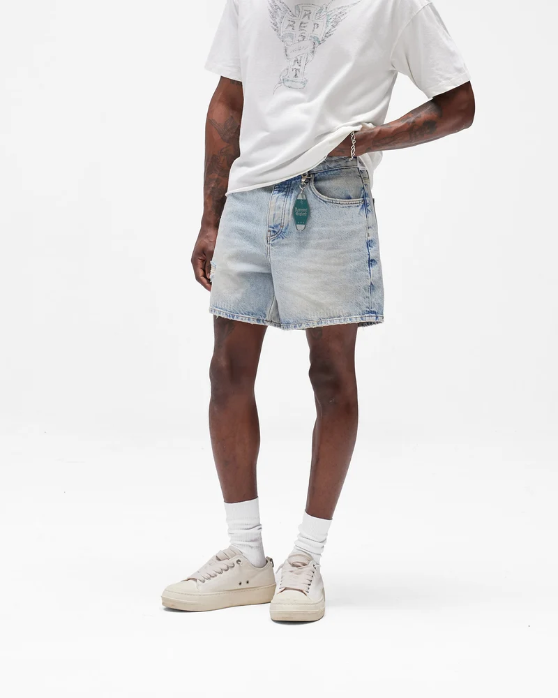 Busy Doing Nothing Denim Short - Dusty Blue