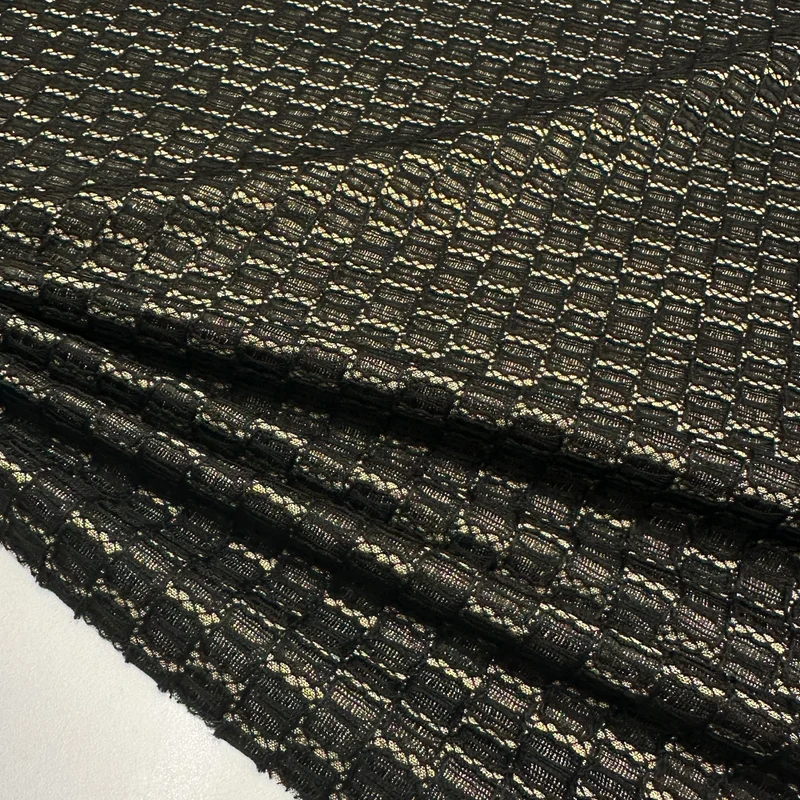 Tissu Maille Dentelle Guipure, Viscose - Tissé Métallisé, Sarelia