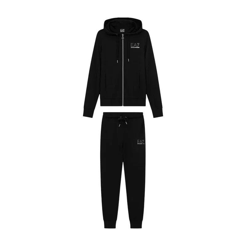Combinaison à capuche noire pour femme EA7, mélange de polyester