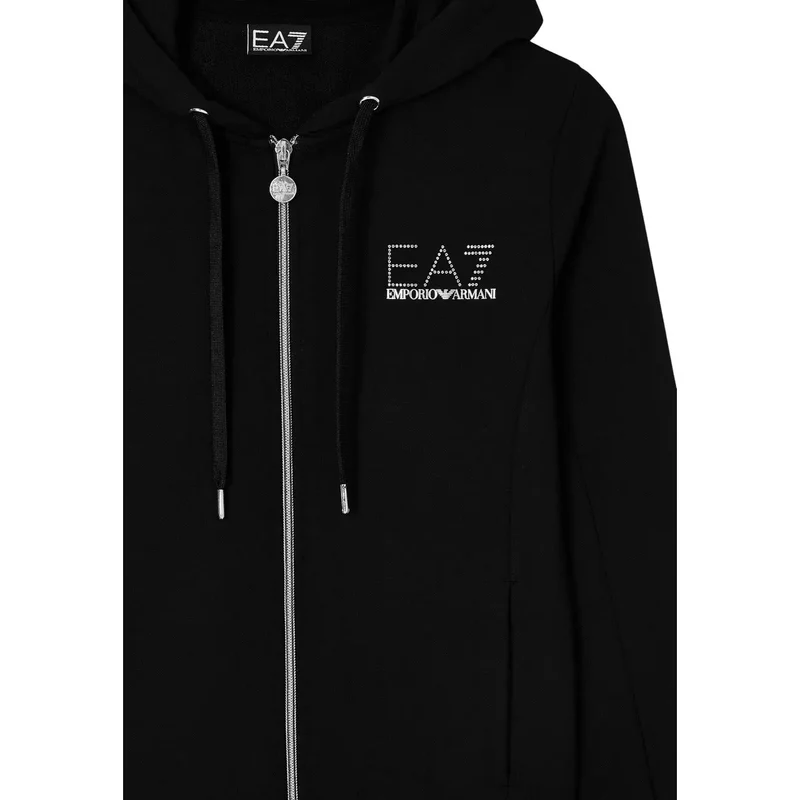 Combinaison à capuche noire pour femme EA7, mélange de polyester
