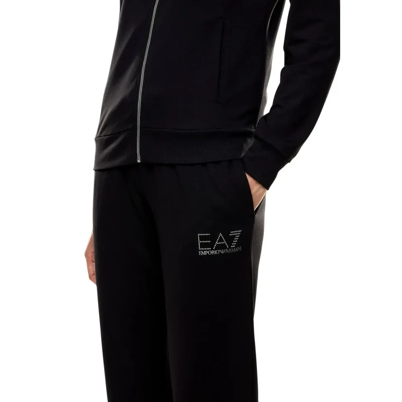 Combinaison à capuche noire pour femme EA7, mélange de polyester