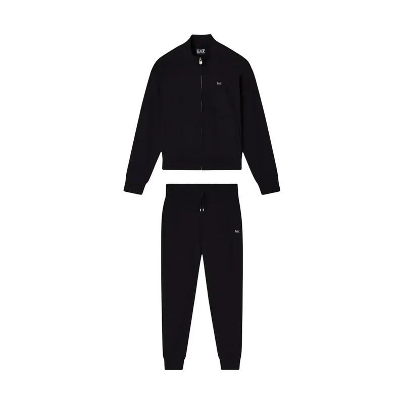Combinaison-pantalon à col roulé en coton noir pour femme EA7
