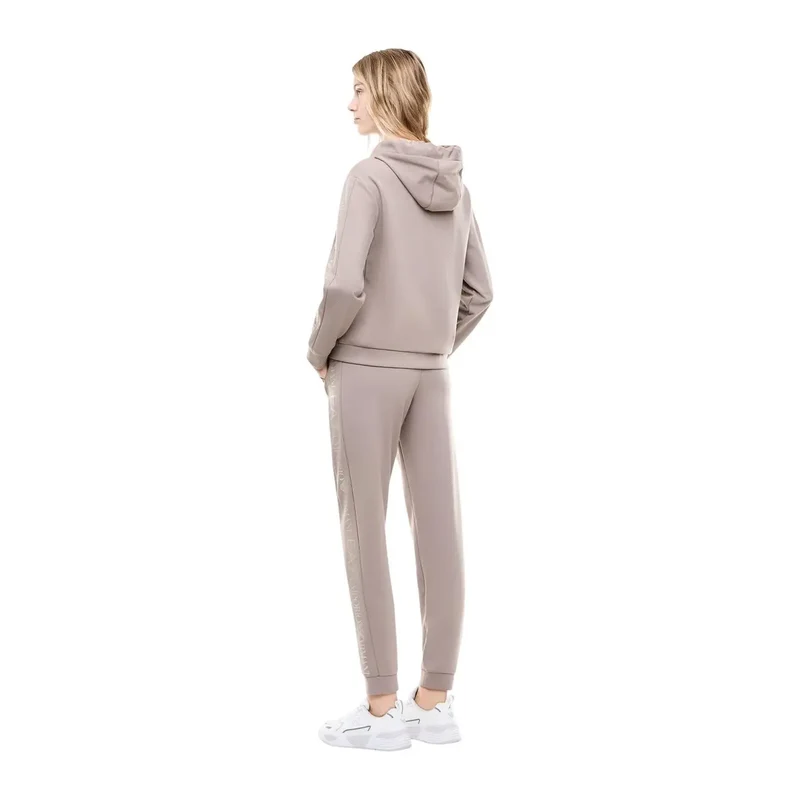 Combinaison EA7 pour femme, beige, à capuche, en mélange de polyester.