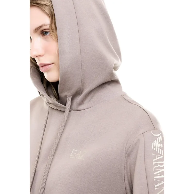 Combinaison EA7 pour femme, beige, à capuche, en mélange de polyester.