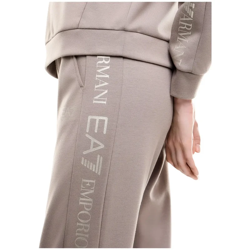 Combinaison EA7 pour femme, beige, à capuche, en mélange de polyester.