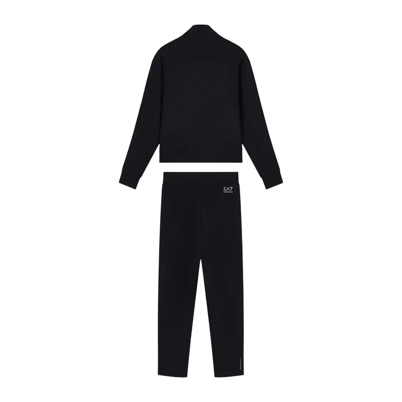 Combinaison EA7 pour femme, noire, en mélange de coton, automne-hiver
