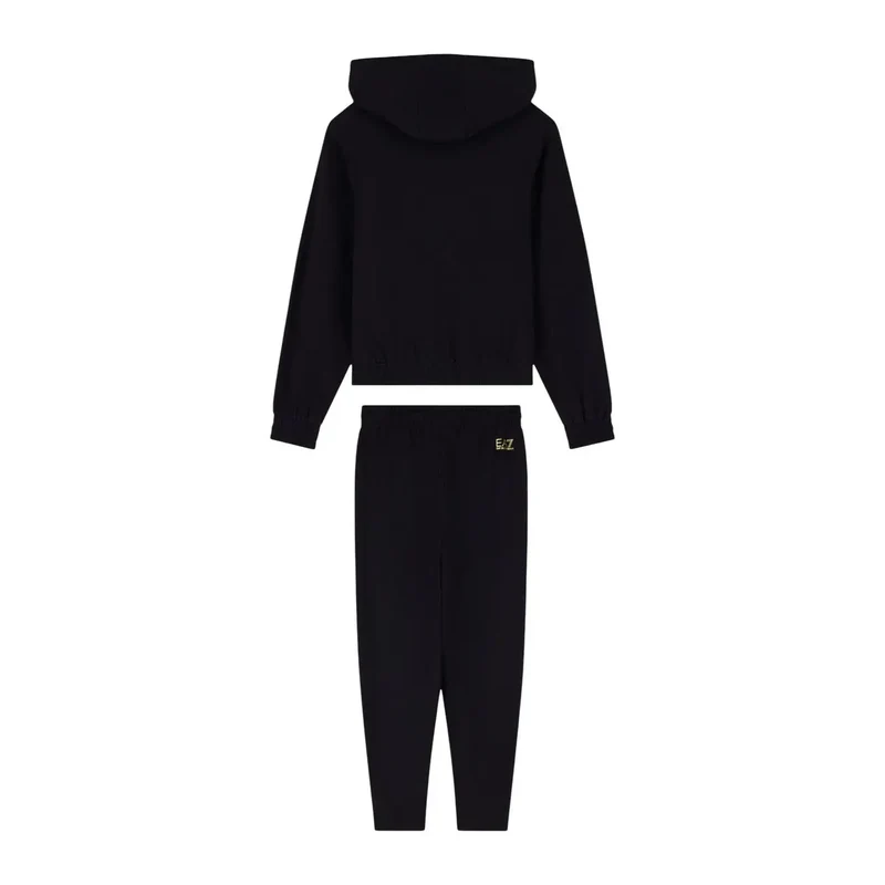 Combinaison en coton noir à capuche pour femme EA7, idéale pour l'automne