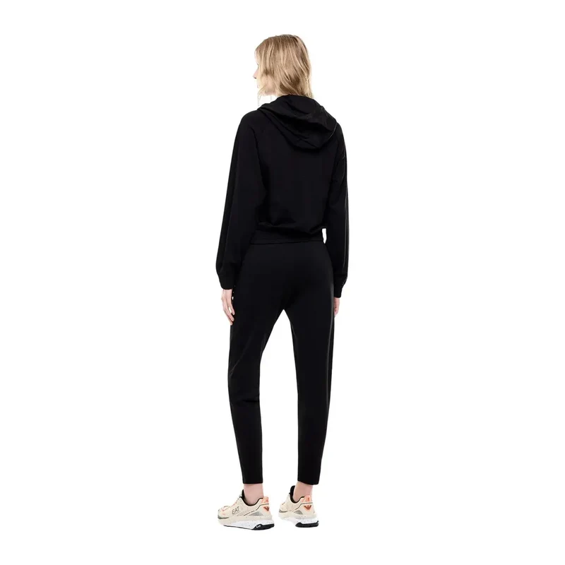 Combinaison en coton noir à capuche pour femme EA7, idéale pour l'automne