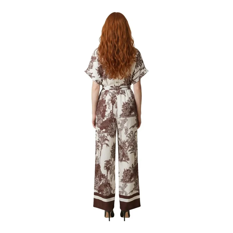 Combinaison Artigli pour femme, à fleurs, beige en viscose, col V