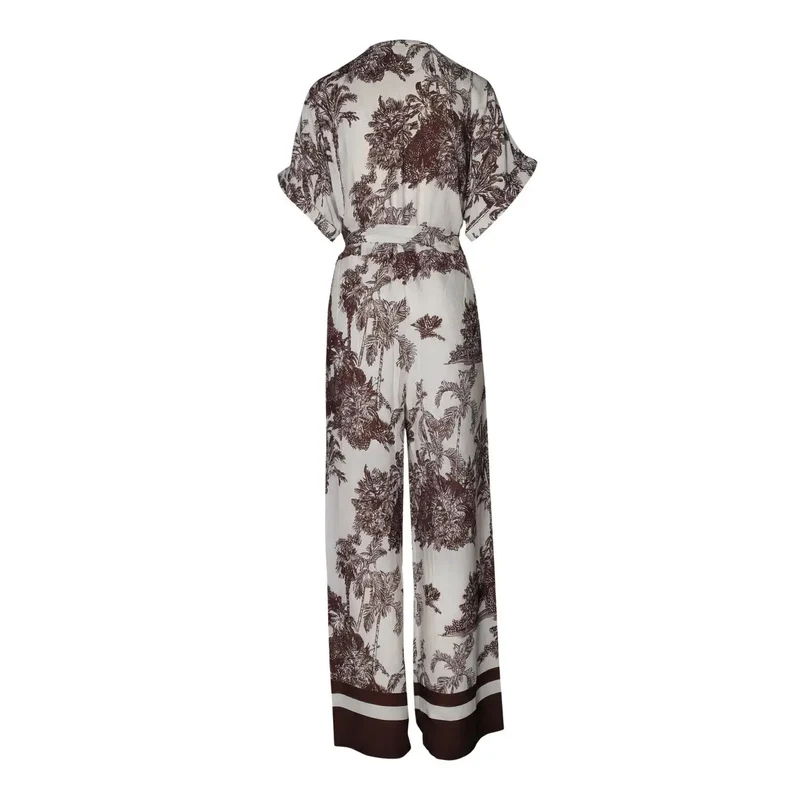 Combinaison Artigli pour femme, à fleurs, beige en viscose, col V