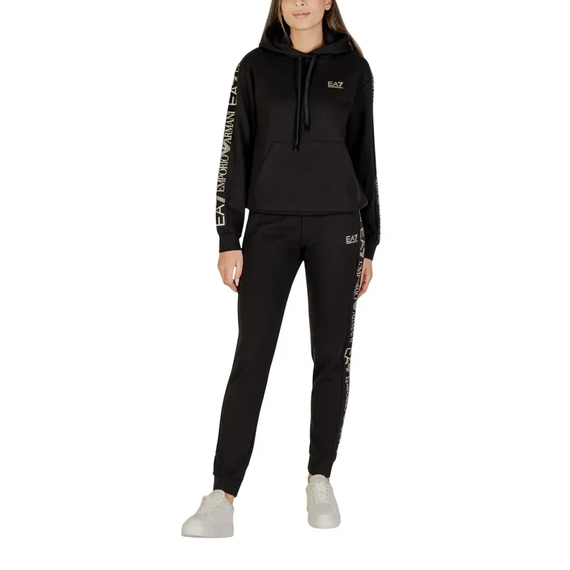 Combinaison à capuche noire pour femme EA7, mélange de polyester
