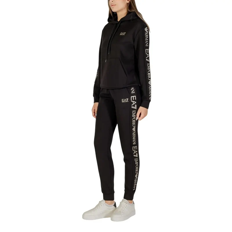 Combinaison à capuche noire pour femme EA7, mélange de polyester