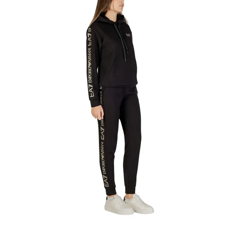 Combinaison à capuche noire pour femme EA7, mélange de polyester