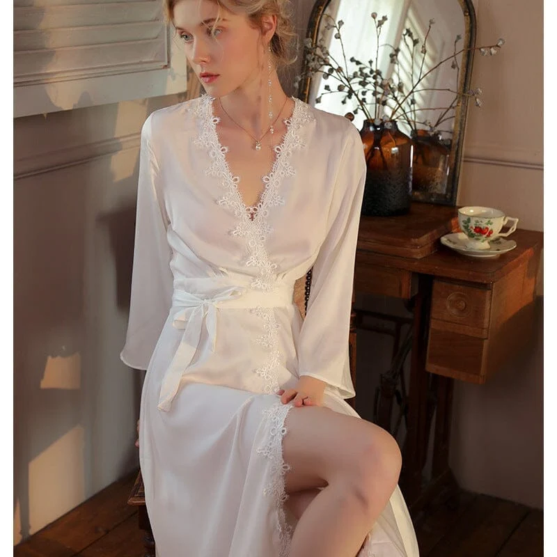 Peignoir Long En Satin - Mira